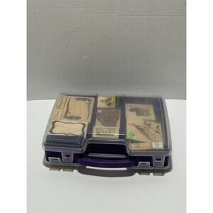 Vintage Lot Of 28 Rubber‎ Stamps lot Horses Birds symbols Number in Carry Case